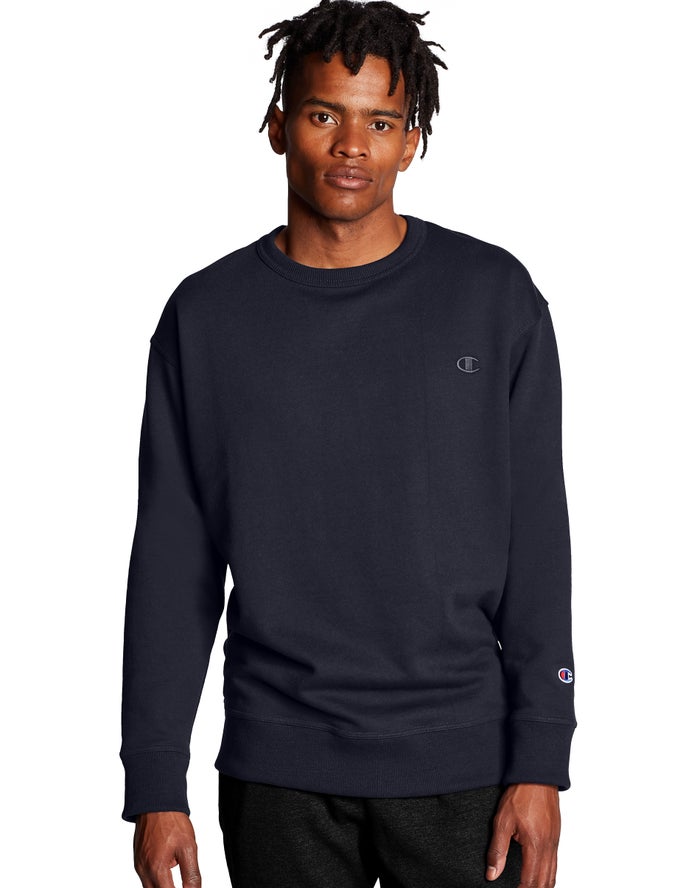 Champion Sweatshirt Heren - Donkerblauw - Powerblend Fleece Crew C Logo ( 542037-MGI )